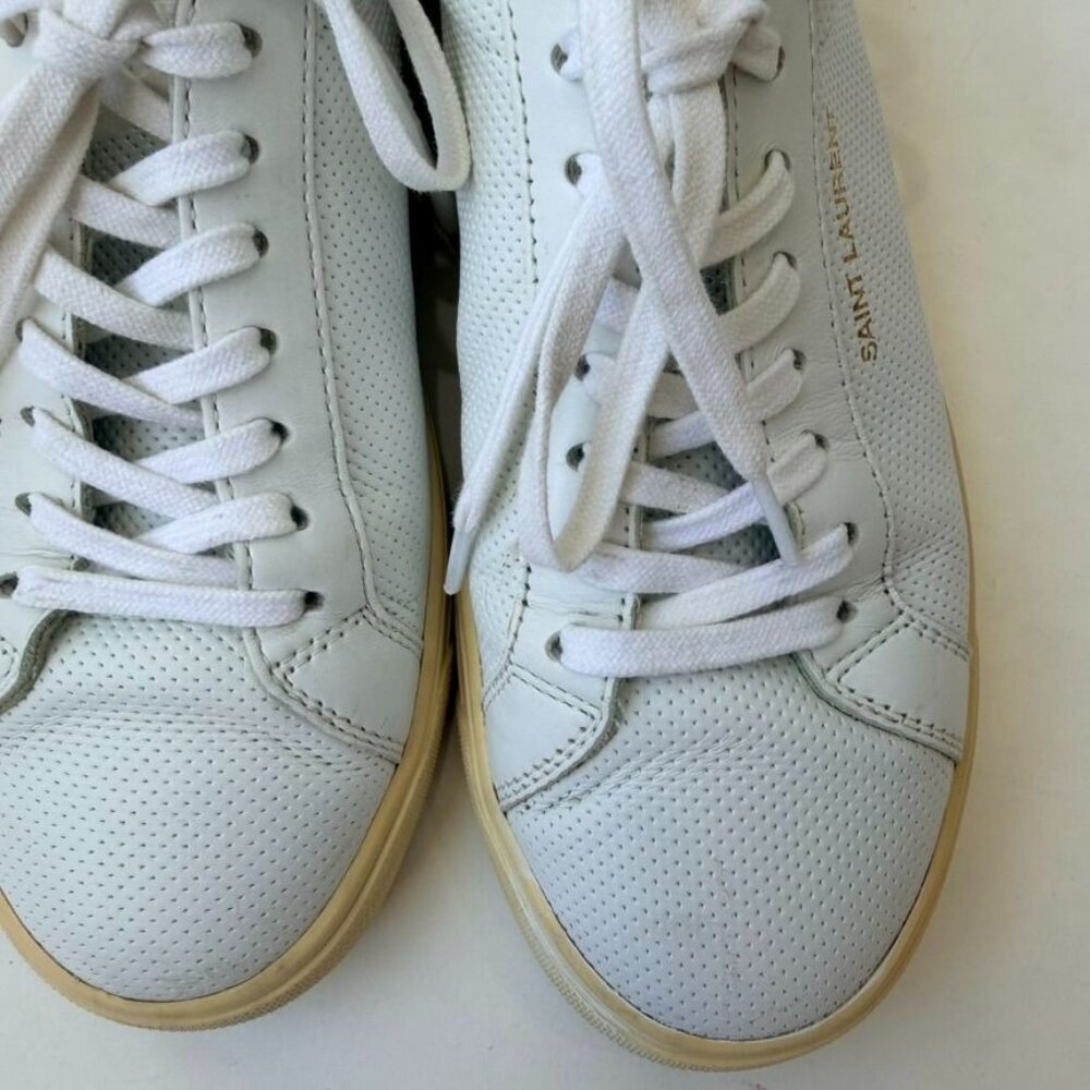 Saint Laurent Low-Top Lace-Up Sneakers White Women’s Size 37 - Picture 5 of 14